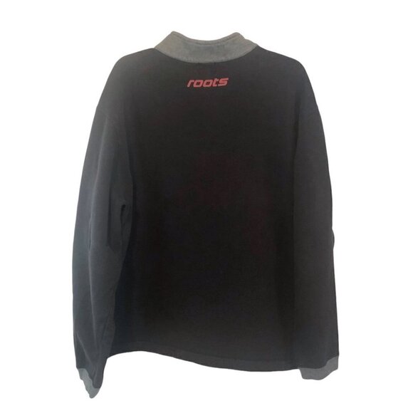 Roots Athletics 1/4 Zip Sweatshirt Mens XLg Heathered Grey with Black Trim - Picture 2 of 10